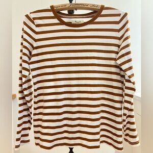 Madewell Chestnut and White Striped Top